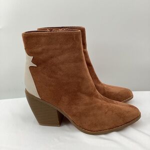 Yoki Vella Tan and Cream Ankle Booties